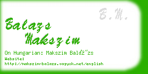 balazs makszim business card